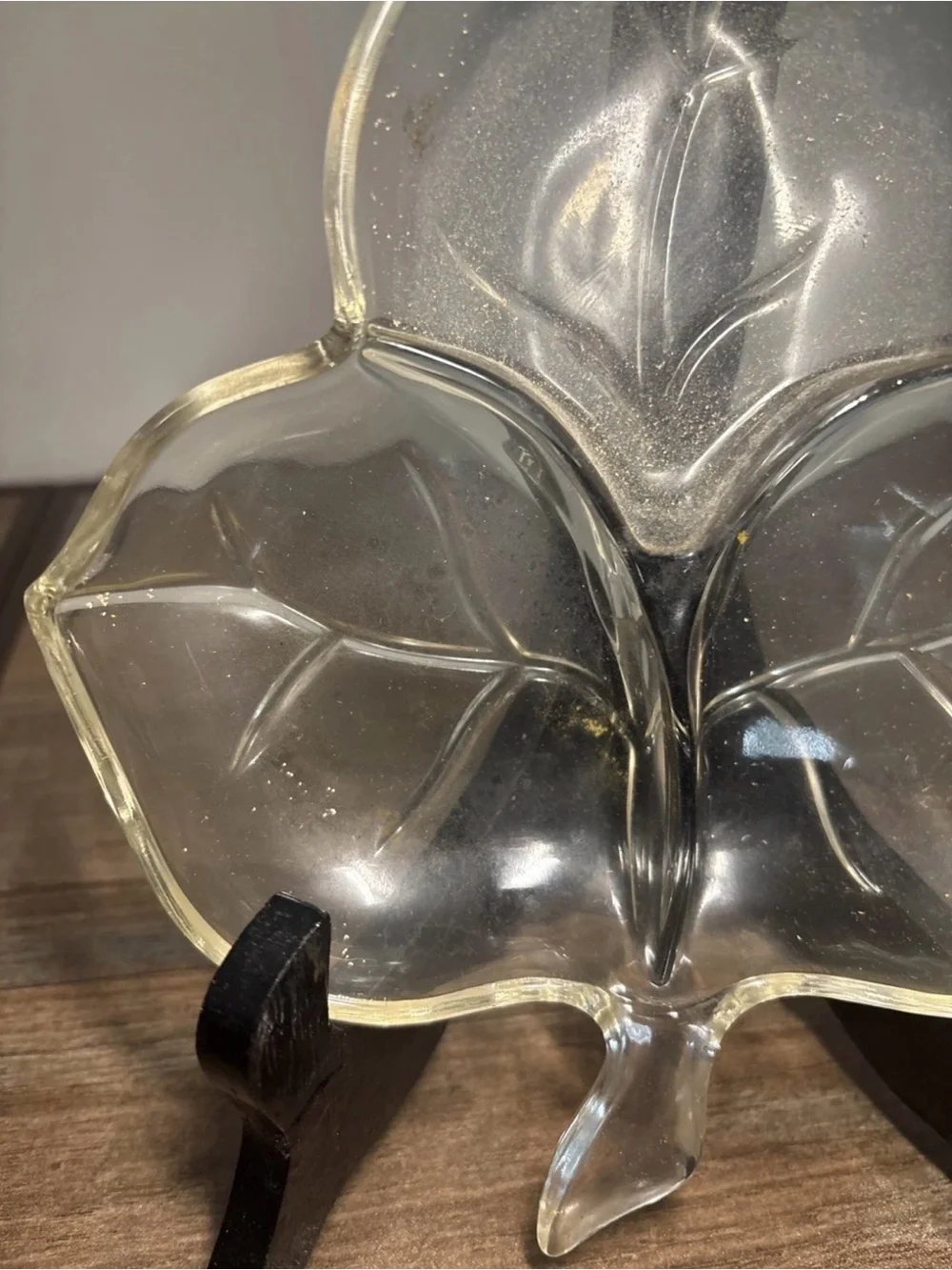Clear Glass Leaf-Shaped Divided Serving Dish